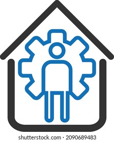 Work from home icon, home office vector icon, Freelance contour symbol. Vector isolated outline drawing