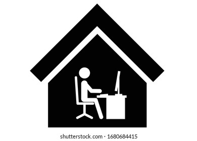 Icono de trabajo en casa sobre fondo blanco