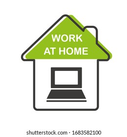 Work at home icon, work online vector.
Coronavirus Covid-19, quarantine motivational poster. Work at home to reduce risk of infection and spreading the virus.
