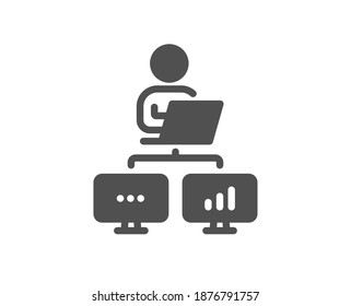 Icono de trabajo en casa. Firma de trabajo de outsourcing. Símbolo de empleado de oficina remota. Elemento de diseño de calidad. Icono de inicio de trabajo de estilo plano. Trazo editable. Vector