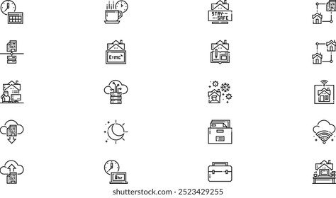 Work from home icon pack High-Quality Vector Icons Collection with Editable Stroke. Ideal for Professional and Creative Projects.