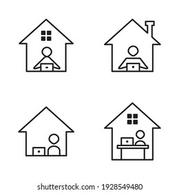 Work From Home Icon Set Design Vector Template Illustration In Trendy Flat Style