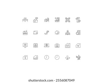 Work From Home icon set, design, vector illustration