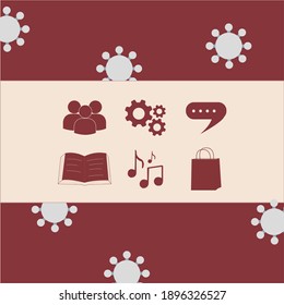 work from home icon set vector simple flat design