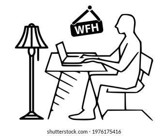 Work from home icon. Template isolated on white background. 2D simple flat style graphic design. Can be used for any purposes. Vector EPS10