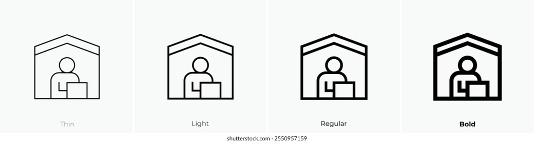 ícone trabalhar de casa. Design fino, leve, regular e negrito, isolado no fundo branco