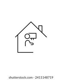 Arbeit von zu Hause Symbol, Vektorsymbol der besten Linie.