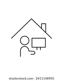 trabajo desde el icono de inicio, icono de la mejor línea vector.