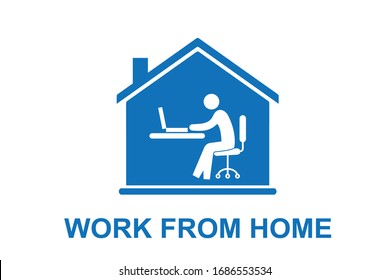 Work from home icon vector blue version