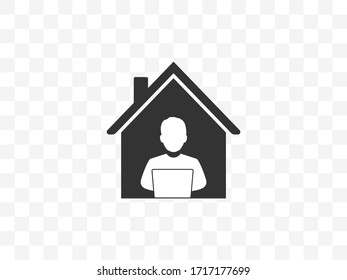 Work at home icon. Vector illustration, flat design.