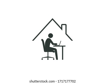 Work at home icon. Vector illustration, flat design.