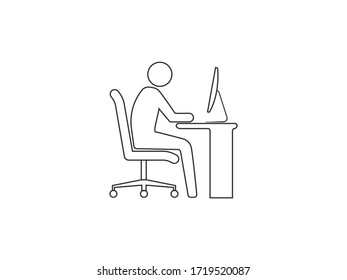 Work at home icon. Vector illustration, flat design.
