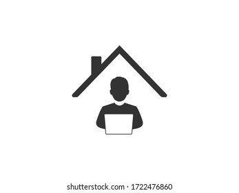Icono Trabajo en casa. Ilustración vectorial, diseño plano.