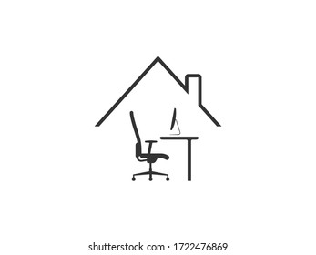 Work at home icon. Vector illustration, flat design.