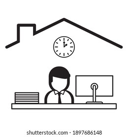 Work at home icon vector illustration. Coronavirus COVID-19 virus outbreak
