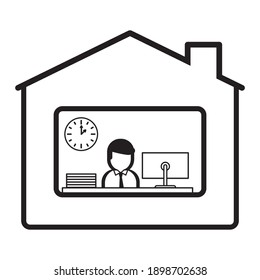 Work at home icon vector illustration. Coronavirus COVID-19 virus outbreak