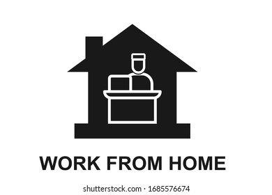 Work from home icon vector, stay safe at home and working vector icon.