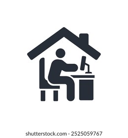 trabajo desde el ícono de casa. Vector. Trazo editable. Signo de estilo lineal para uso Diseño web, logotipo. Ilustración de símbolo.