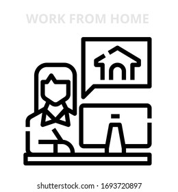 Work from home icon for webpage, application, card, printing, social media, posts etc.