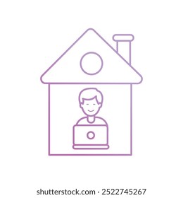 Icono de trabajo en casa con fondo blanco Vector Ilustración de stock