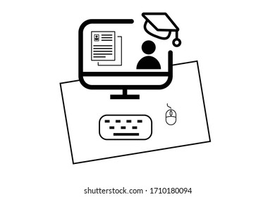 Arbeiten Sie zu Hause Icon.Professionelle Arbeit an Computer zu Hause. Vektorillustration des Arbeitsbildes.