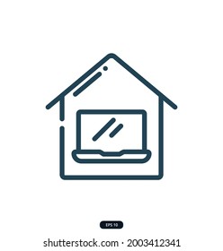 work from home Icons. Coronavirus Symptoms and Prevention Icons. Contains such Icons as Protective Measures, Coronavirus Symptoms, covid 19 prevention items and more. vector eps 10