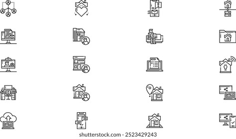 Iconos del vector de la alta calidad del trabajo desde casa Colección con el trazo editable. Ideal para Profesional y Proyectos Creativos.
