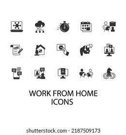 Work from home icons set . Work from home pack symbol vector elements for infographic web