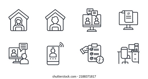 Work from home icons set . Work from home pack symbol vector elements for infographic web