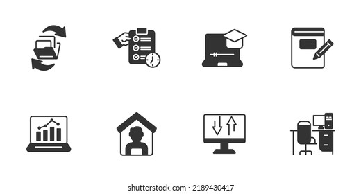 Work From Home Icons Set . Work From Home Pack Symbol Vector Elements For Infographic Web