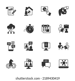 Work From Home Icons Set . Work From Home Pack Symbol Vector Elements For Infographic Web