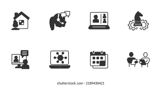 Work From Home Icons Set . Work From Home Pack Symbol Vector Elements For Infographic Web