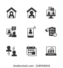 Work From Home Icons Set . Work From Home Pack Symbol Vector Elements For Infographic Web