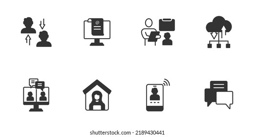 Work From Home Icons Set . Work From Home Pack Symbol Vector Elements For Infographic Web