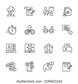 Work From Home Icons Set . Work From Home Pack Symbol Vector Elements For Infographic Web