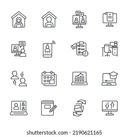 Work From Home Icons Set . Work From Home Pack Symbol Vector Elements For Infographic Web