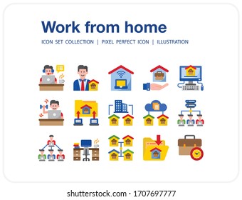 Work from home icons set, Pixel perfect icon, Set of icons for web and mobile
