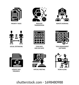 Work from home icons set solid style