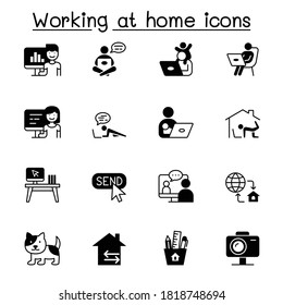 Work from home icons set vector illustration graphic design