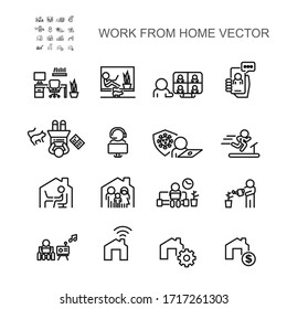 Work From Home icons set,Vector