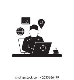 Trabajar desde iconos domésticos símbolo elementos vectores para web infográfica