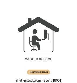 trabajo desde iconos domésticos símbolo elementos vectores para web infográfica