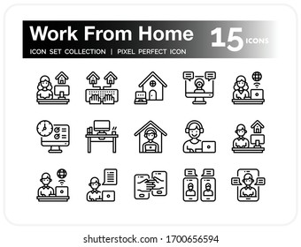Work From Home icons for web design, book, ads, app, project etc.