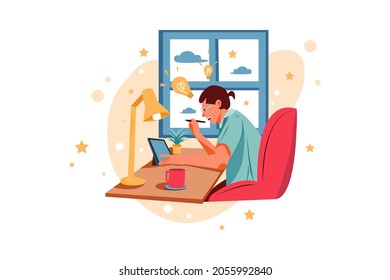 Work from Home Illustration concept. Flat illustration isolated on white background.
