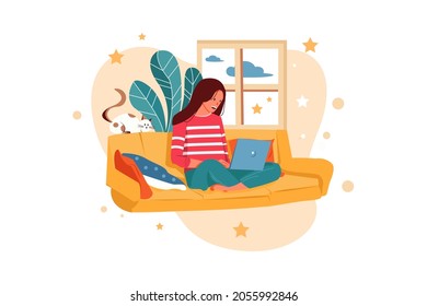 Work from Home Illustration concept. Flat illustration isolated on white background.