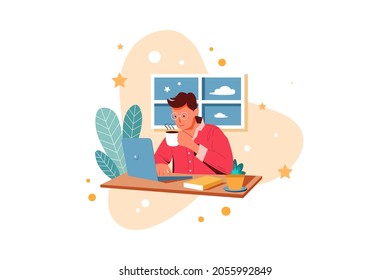 Work from Home Illustration concept. Flat illustration isolated on white background.