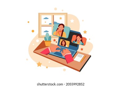 Work from Home Illustration concept. Flat illustration isolated on white background.