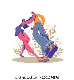Obra de la ilustración del hogar en diseño plano estilo sencillo con carácter femenino