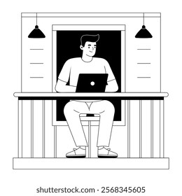 Work from home illustration in hand drawn style