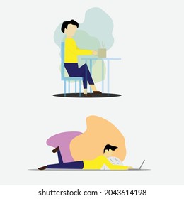work from home illustration,remote working.simple design and elegant for online work themes.